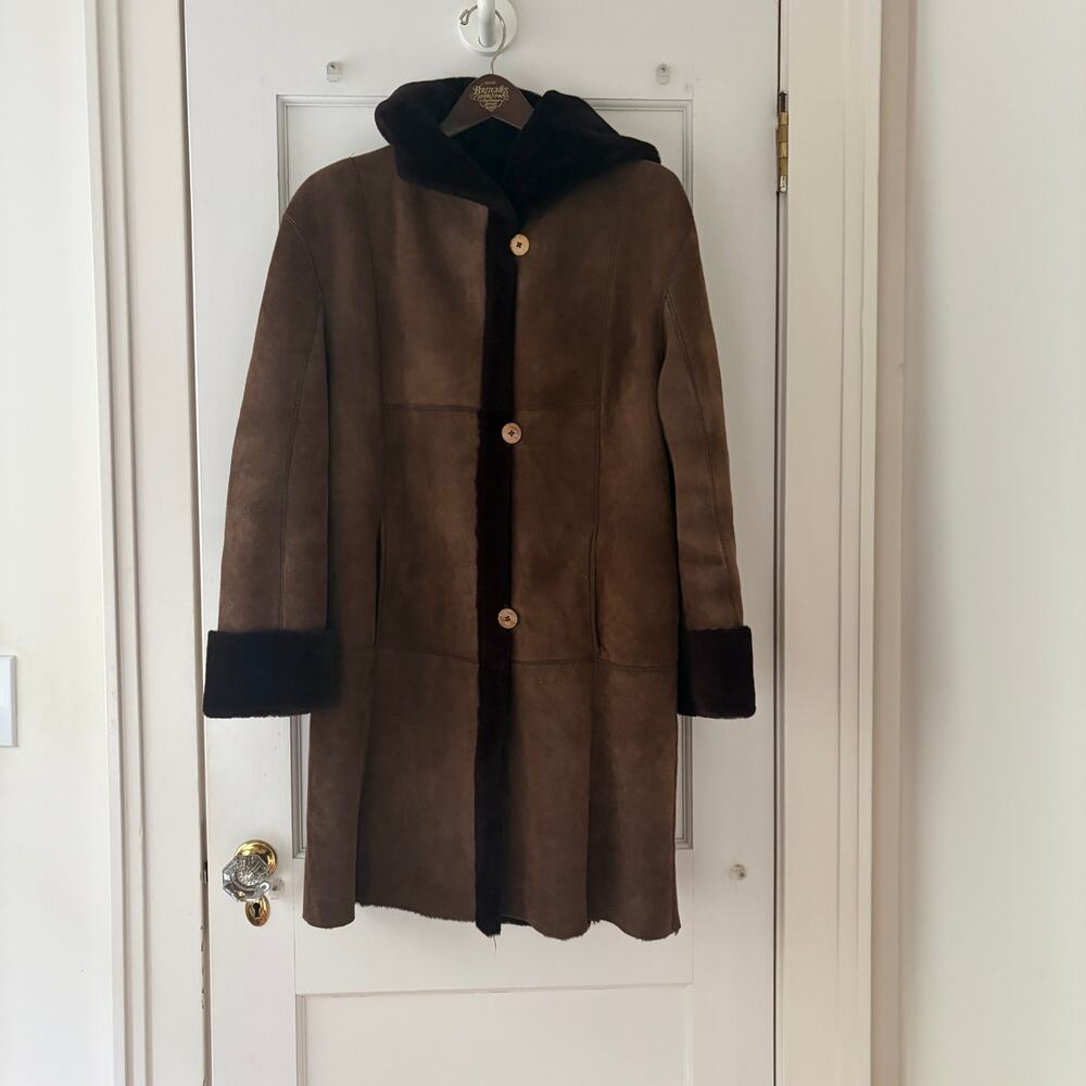 Marco Gianotti Shearling Reversable Coat Size 6 Hooded - Picture 4 of 12